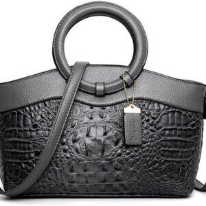 Crocodile Pattern Leather Handbag Women Satchel Shoulder Purse Tote
